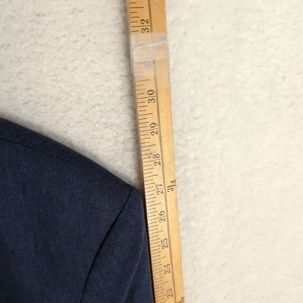 BANANA REPUBLIC Linen Blend Blazer Men's 42L Blue Solid Harringbone Slim Fit‎